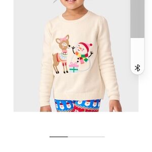 Gymboree  Girl Cream Holiday Sweater with Reindeer and Snowman